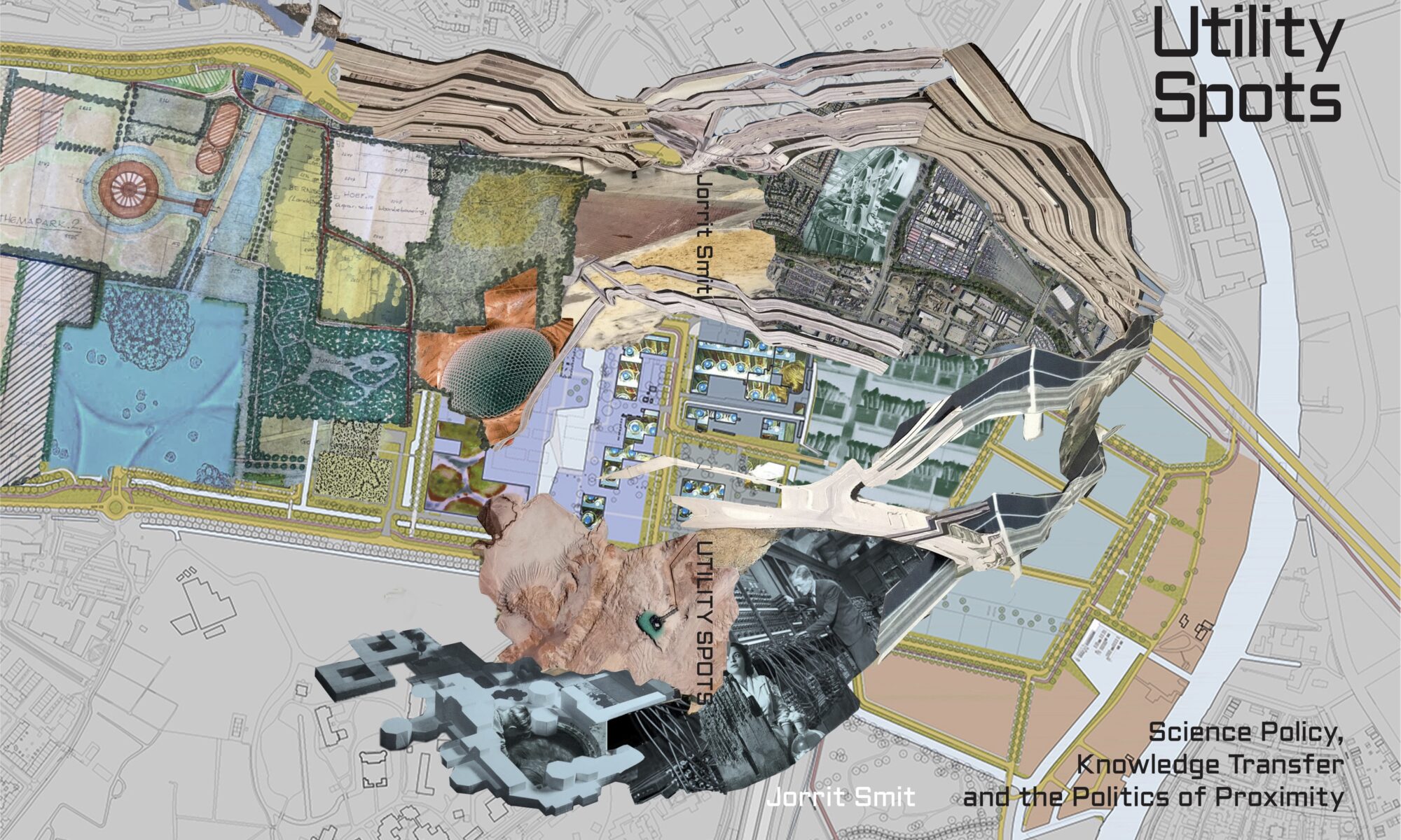 Utility Spots book cover showing artistic map of a campus